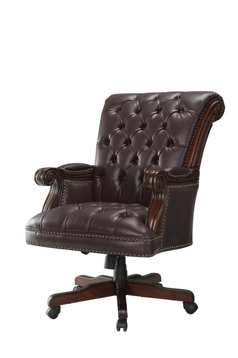 Calloway Tufted Adjustable Height Office Chair Dark Brown - Home Discount Furniture - NJ-linden