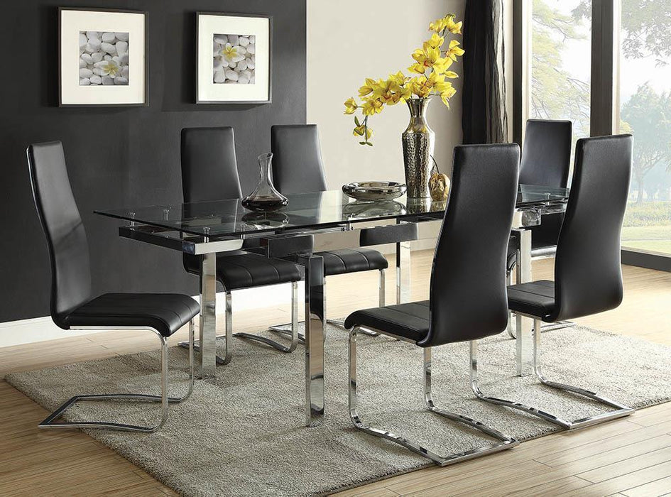 Montclair High Back Dining Chairs Black and Chrome (Set of 4) - Home Discount Furniture - NJ-linden