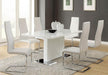 Anges T-shaped Pedestal Dining Table Glossy White - Home Discount Furniture - NJ-linden