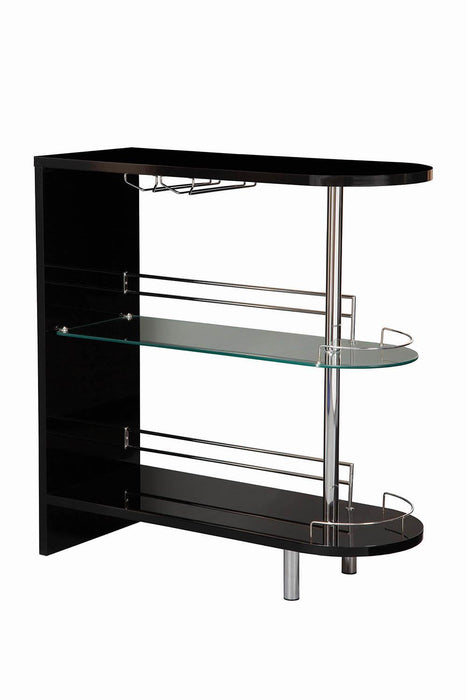 Adolfo 3-tier Bar Table Glossy Black and Clear - Home Discount Furniture - NJ-linden