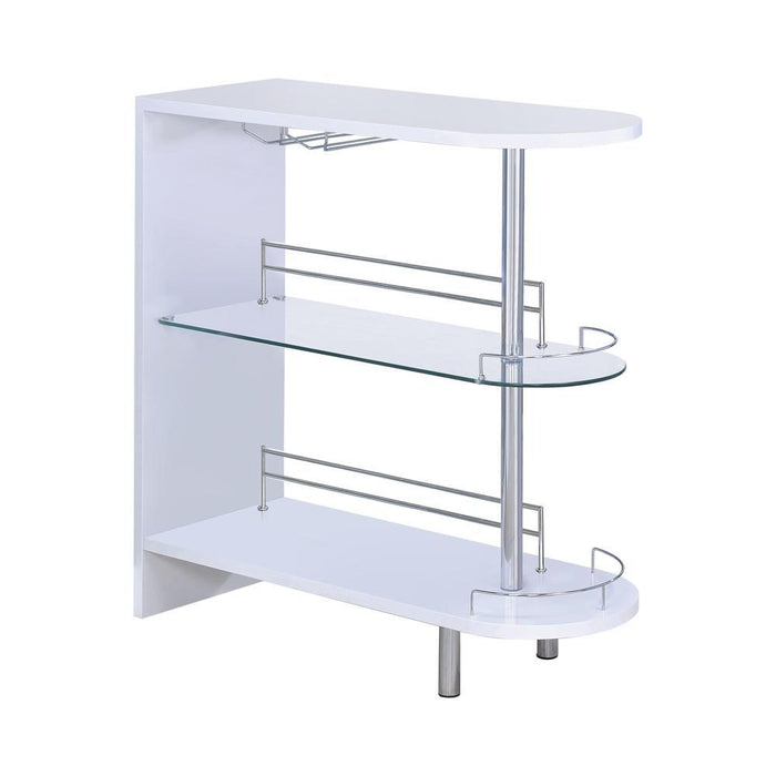 Adolfo 3-tier Bar Table Glossy White and Clear - Home Discount Furniture - NJ-linden