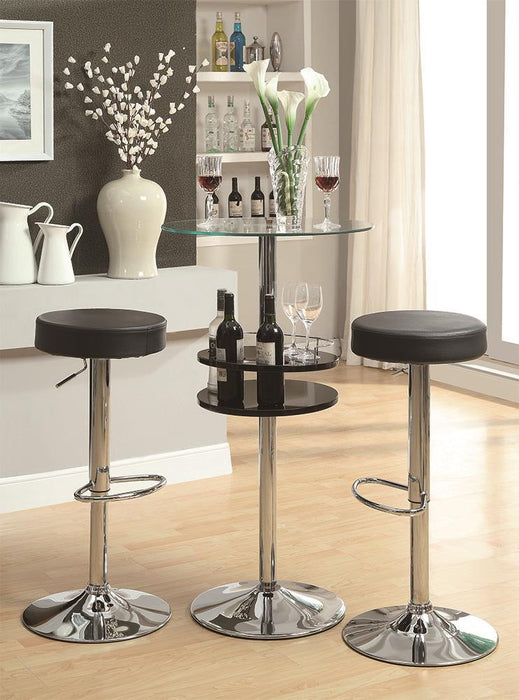 Gianella Glass Top Bar Table with Wine Storage Black and Chrome - Home Discount Furniture - NJ-linden