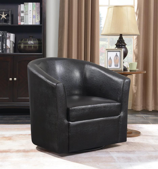 Turner Upholstery Sloped Arm Accent Swivel Chair Dark Brown - Home Discount Furniture - NJ-linden