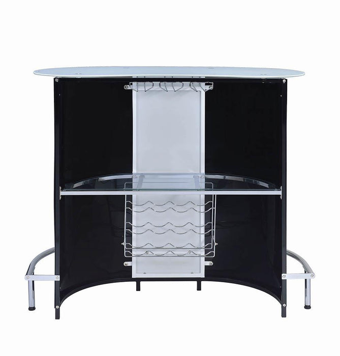 Lacewing 1-shelf Bar Unit Glossy Black and White - Home Discount Furniture - NJ-linden
