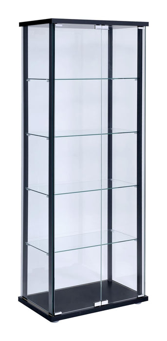 Delphinium 5-shelf Glass Curio Cabinet Black and Clear - Home Discount Furniture - NJ-linden