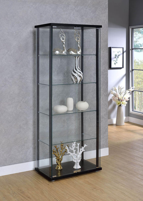 Delphinium 5-shelf Glass Curio Cabinet Black and Clear - Home Discount Furniture - NJ-linden