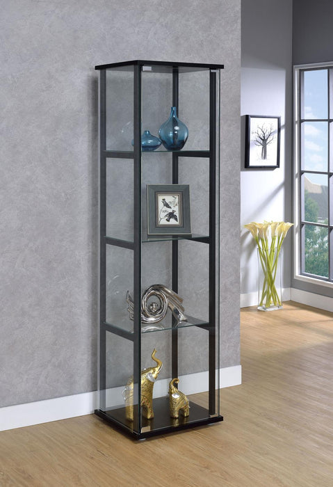 Cyclamen 4-shelf Glass Curio Cabinet Black and Clear - Home Discount Furniture - NJ-linden