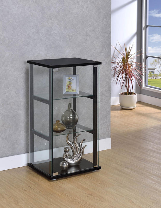 Cyclamen 3-shelf Glass Curio Cabinet Black and Clear - Home Discount Furniture - NJ-linden
