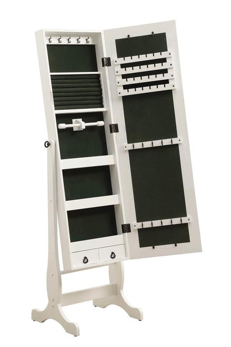 Batista Jewelry Cheval Mirror with Drawers White - Home Discount Furniture - NJ-linden