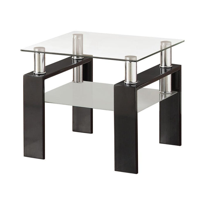 Dyer Tempered Glass End Table with Shelf Black - Home Discount Furniture - NJ-linden