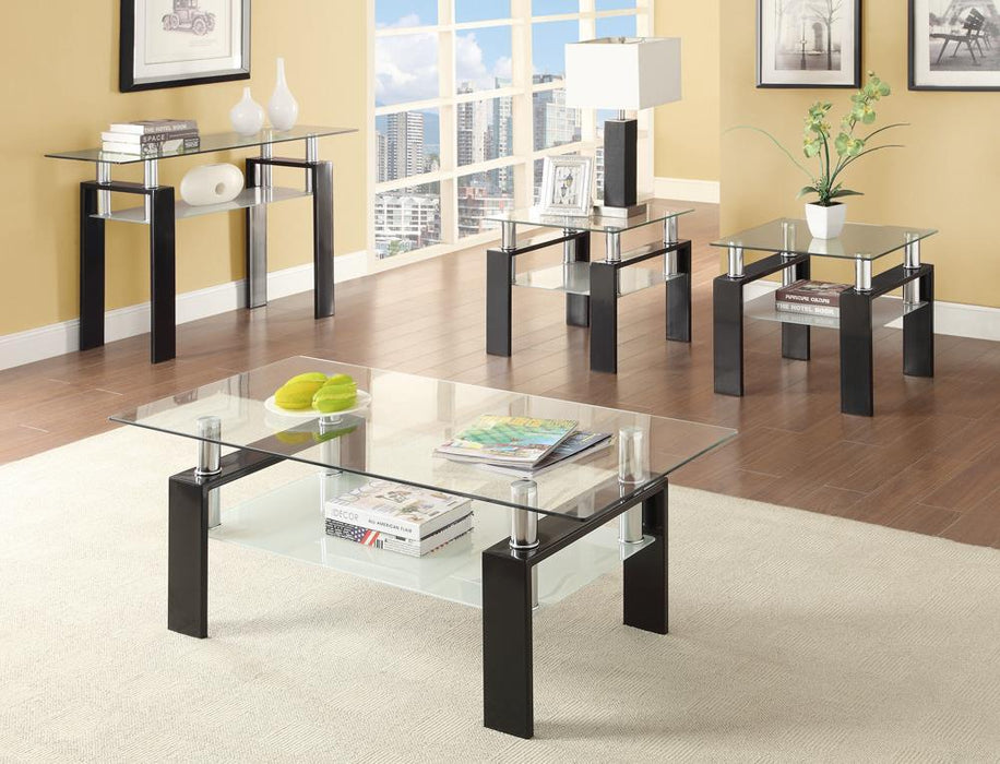 Dyer Tempered Glass End Table with Shelf Black - Home Discount Furniture - NJ-linden