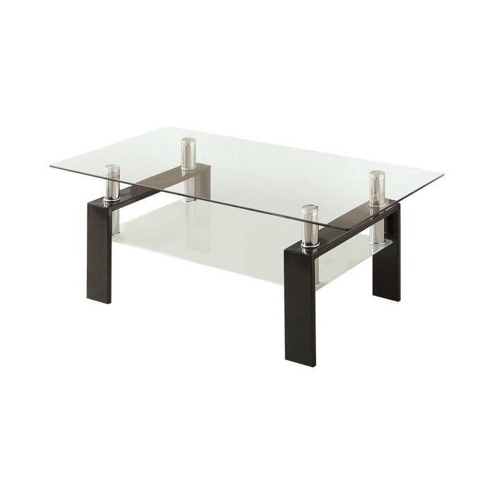 Dyer Tempered Glass Coffee Table with Shelf Black - Home Discount Furniture - NJ-linden