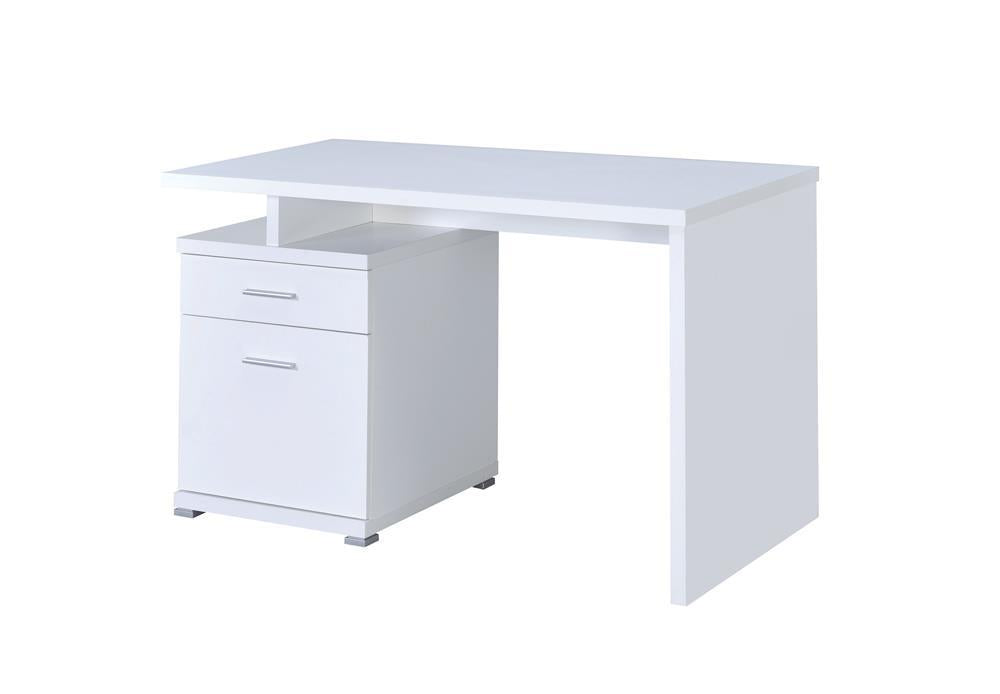 Irving 2-drawer Office Desk with Cabinet White - Home Discount Furniture - NJ-linden