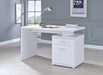 Irving 2-drawer Office Desk with Cabinet White - Home Discount Furniture - NJ-linden