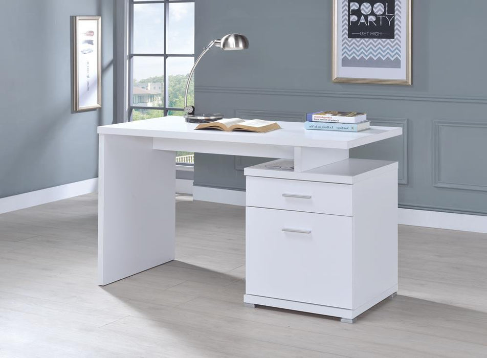 Irving 2-drawer Office Desk with Cabinet White - Home Discount Furniture - NJ-linden