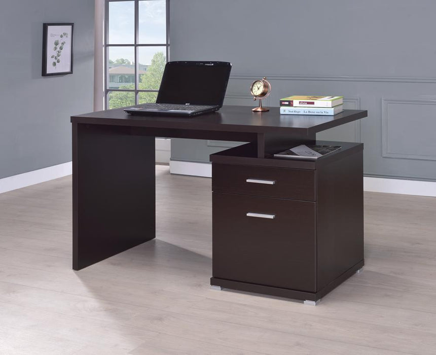 Irving 2-drawer Office Desk with Cabinet Cappuccino - Home Discount Furniture - NJ-linden
