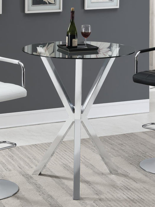 Denali Round Glass Top Bar Table Chrome - Home Discount Furniture - NJ-linden