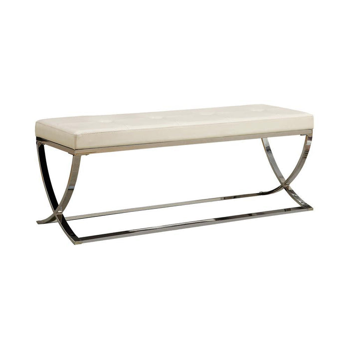 Walton Bench with Metal Base White and Chrome - Home Discount Furniture - NJ-linden