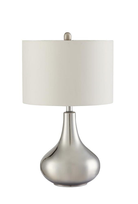 Junko Drum Shade Table Lamp Chrome and White - Home Discount Furniture - NJ-linden