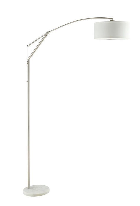 Moniz Adjustable Arched Arm Floor Lamp Chrome and White - Home Discount Furniture - NJ-linden