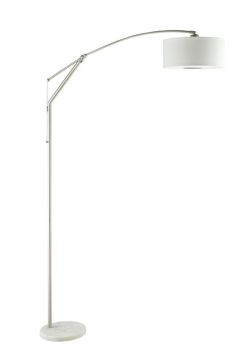 Moniz Adjustable Arched Arm Floor Lamp Chrome and White - Home Discount Furniture - NJ-linden