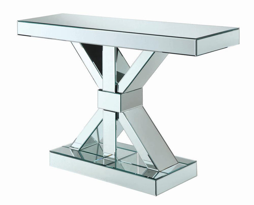 Lurlynn X-shaped Base Console Table Clear Mirror - Home Discount Furniture - NJ-linden