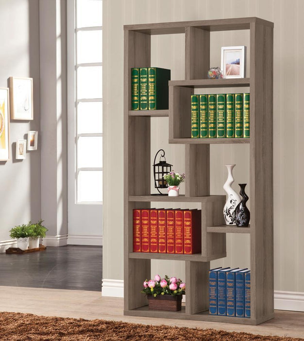 Theo 10-shelf Bookcase Weathered Grey - Home Discount Furniture - NJ-linden
