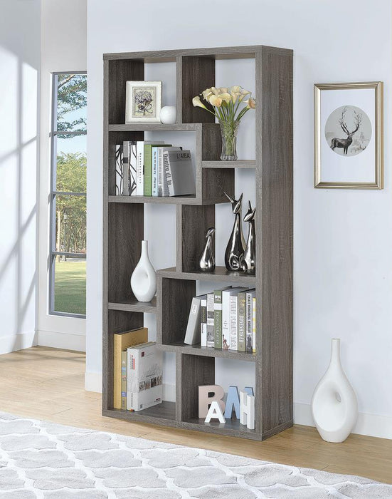 Theo 10-shelf Bookcase Weathered Grey - Home Discount Furniture - NJ-linden