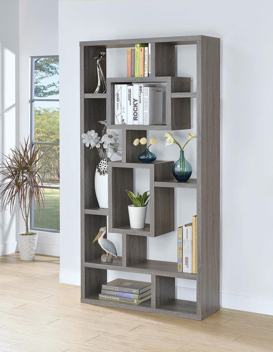 Howie 10-shelf Bookcase Weathered Grey - Home Discount Furniture - NJ-linden