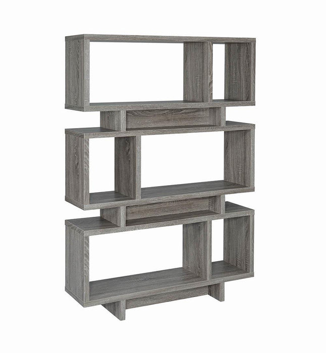 Reid 3-tier Geometric Bookcase Weathered Grey - Home Discount Furniture - NJ-linden