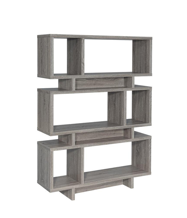 Reid 3-tier Geometric Bookcase Weathered Grey - Home Discount Furniture - NJ-linden