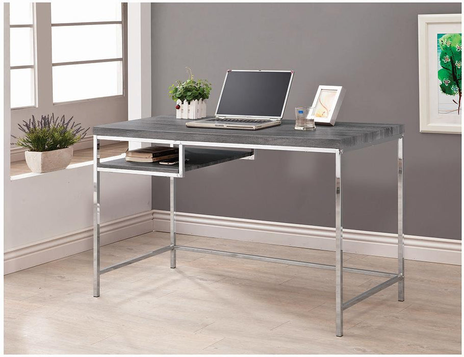 Kravitz Rectangular Writing Desk Weathered Grey and Chrome - Home Discount Furniture - NJ-linden