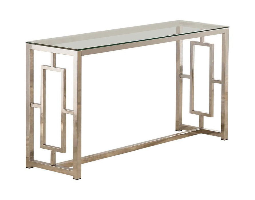Merced Rectangle Glass Top Sofa Table Nickel - Home Discount Furniture - NJ-linden