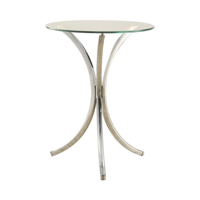 Eloise Round Accent Table with Curved Legs Chrome - Home Discount Furniture - NJ-linden