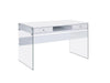 Dobrev 2-drawer Writing Desk Glossy White and Clear - Home Discount Furniture - NJ-linden