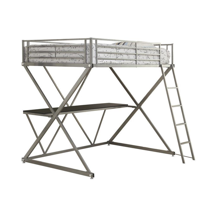 Hyde Full Workstation Loft Bed Silver - Home Discount Furniture - NJ-linden