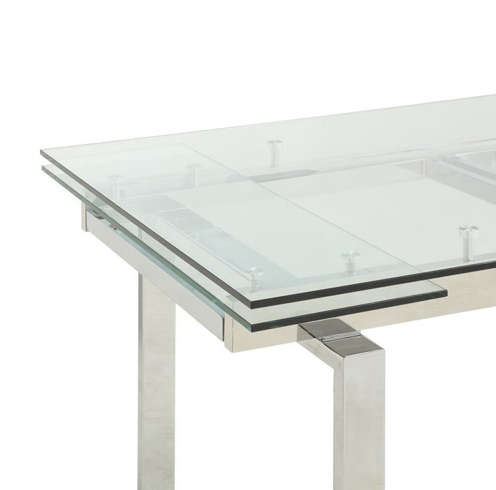 Wexford Glass Top Dining Table with Extension Leaves Chrome - Home Discount Furniture - NJ-linden