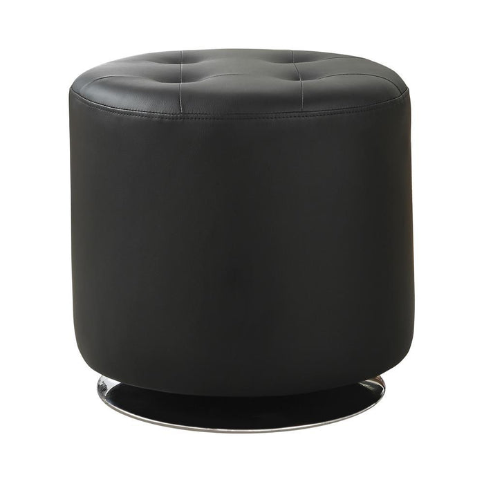 Bowman Round Upholstered Ottoman Black - Home Discount Furniture - NJ-linden