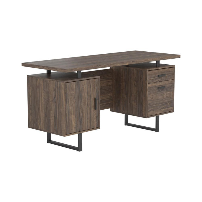 Lawtey Floating Top Office Desk Weathered Grey - Home Discount Furniture - NJ-linden