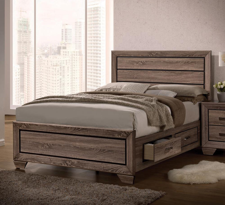 Kauffman Eastern King Panel Bed Washed Taupe - Home Discount Furniture - NJ-linden