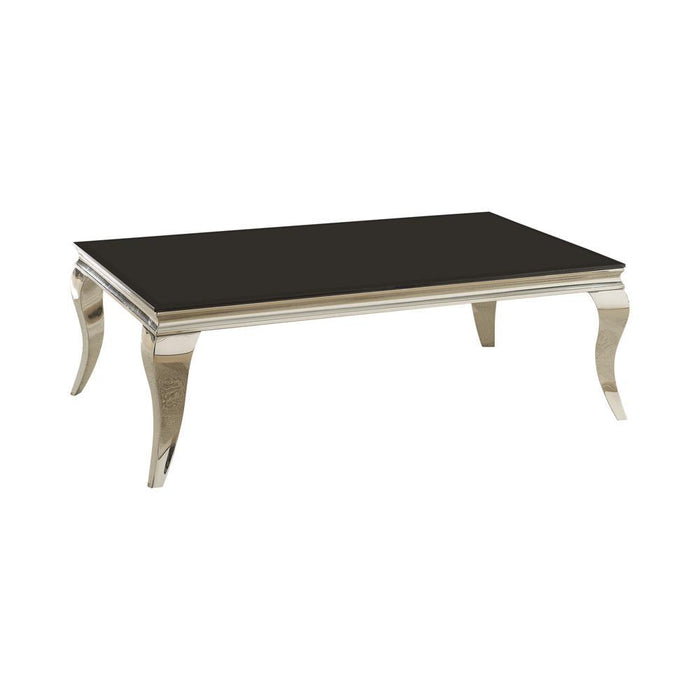 Luna Rectangular Coffee Table Chrome and Black - Home Discount Furniture - NJ-linden