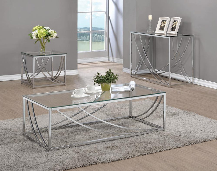 Lille Glass Top Square End Table Accents Chrome - Home Discount Furniture - NJ-linden