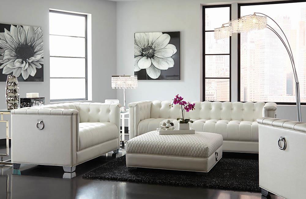Chaviano Tufted Upholstered Sofa Pearl White - Home Discount Furniture - NJ-linden