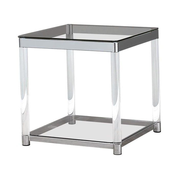 Anne End Table with Lower Shelf Chrome and Clear - Home Discount Furniture - NJ-linden