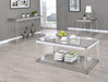 Anne Coffee Table with Lower Shelf Chrome and Clear - Home Discount Furniture - NJ-linden