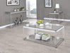 Anne Sofa Table with Lower Shelf Chrome and Clear - Home Discount Furniture - NJ-linden