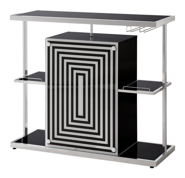 Zinnia 2-tier Bar Unit Glossy Black and White - Home Discount Furniture - NJ-linden