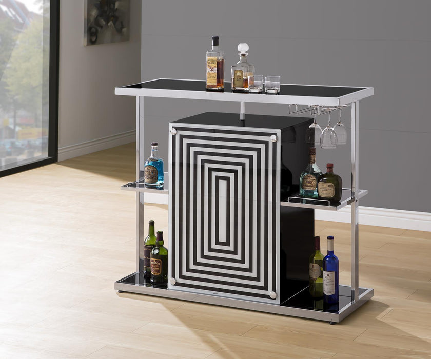 Zinnia 2-tier Bar Unit Glossy Black and White - Home Discount Furniture - NJ-linden