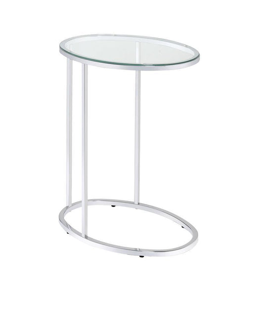 Kyle Oval Snack Table Chrome and Clear - Home Discount Furniture - NJ-linden