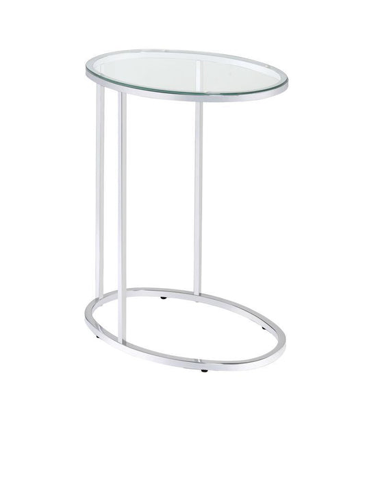 Kyle Oval Snack Table Chrome and Clear - Home Discount Furniture - NJ-linden